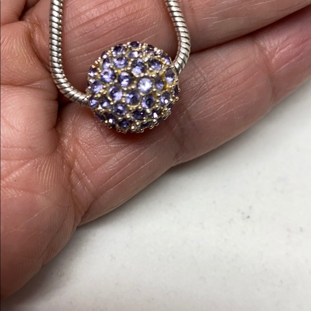 SALE! Monet silver tone chain with crystal bead. - Picture 2 of 7